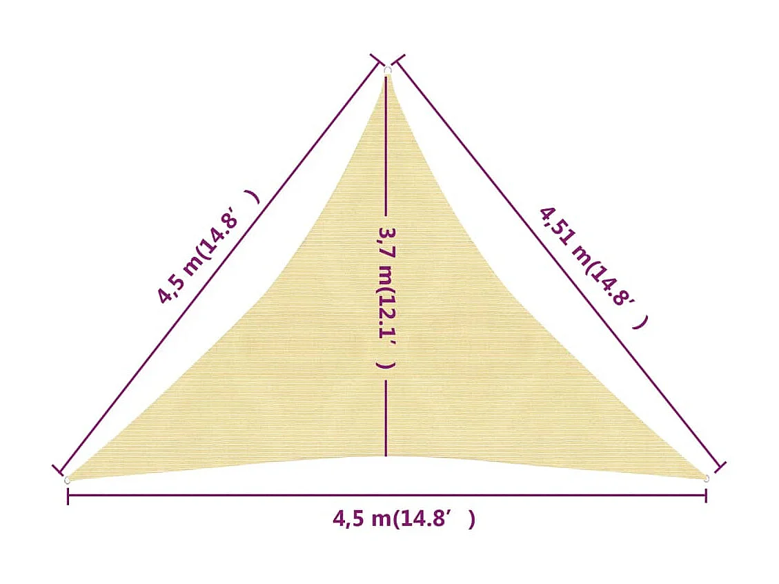 Voile toile d'ombrage parasol marron 450 x 450 x 450 cm 02_0009162