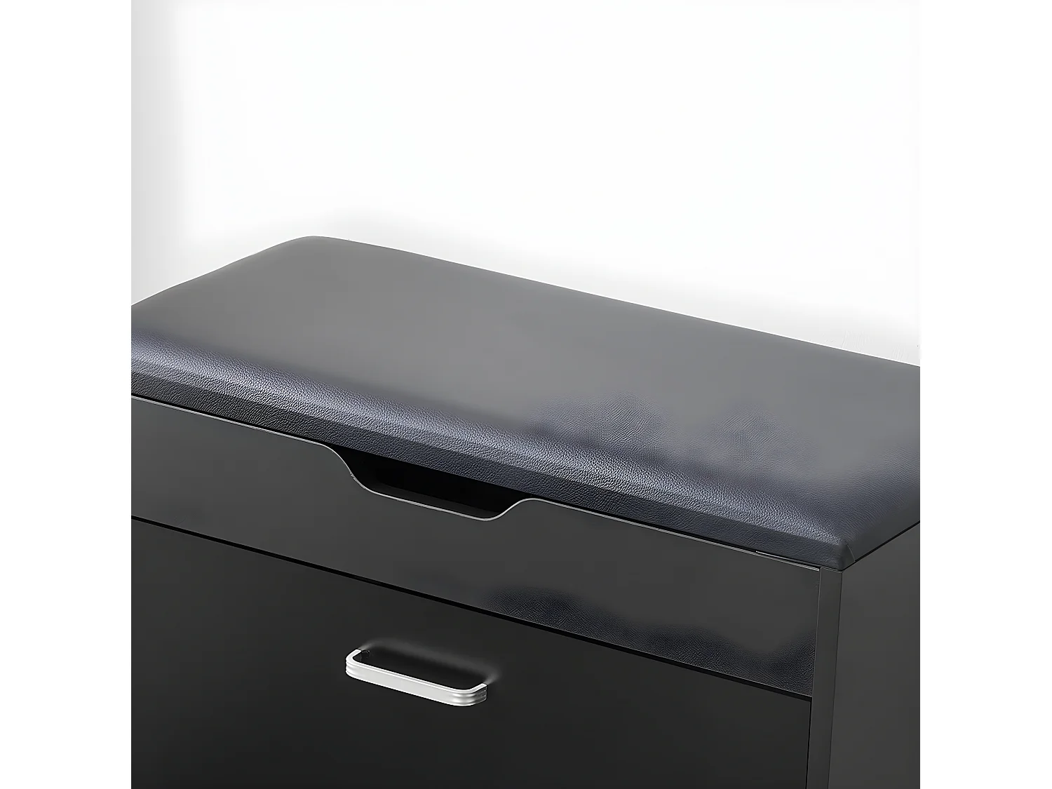 SoBuy Banc à Chaussures Meuble Chaussures Commode à Chaussures Meuble d’entrée 1 abattant avec Assise Rabattable Coussin Rembourrée – 60x30x49 cm, FSR95-SCH