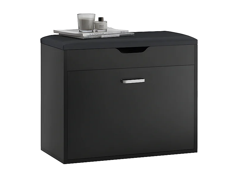SoBuy Banc à Chaussures Meuble Chaussures Commode à Chaussures Meuble d’entrée 1 abattant avec Assise Rabattable Coussin Rembourrée – 60x30x49 cm, FSR95-SCH