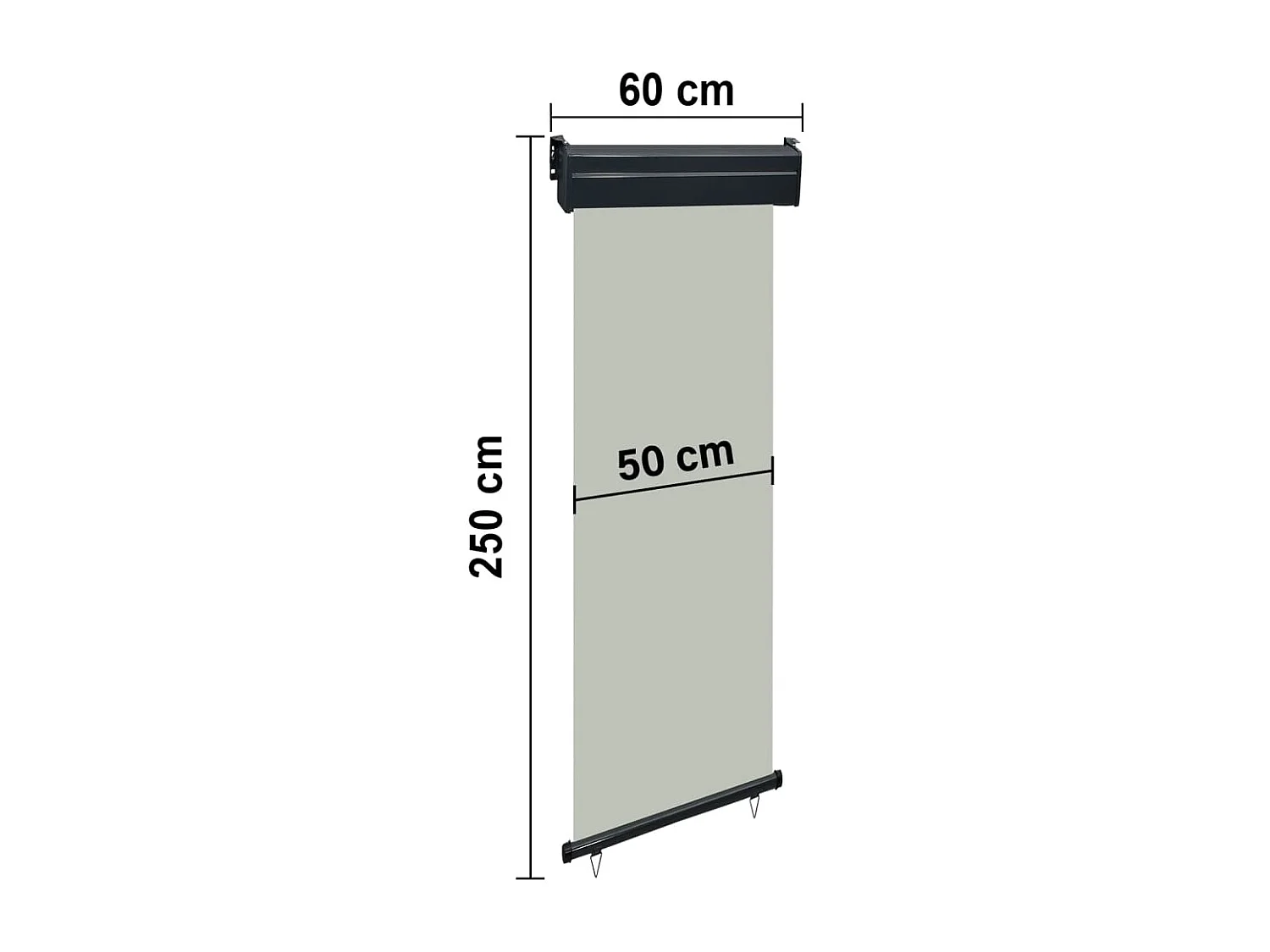Tela de toldo cortina de privacidade lateral retrátil para pátio jardim terraço varanda tela de proteção visual 60 x 250 cm cinza 02_0007034