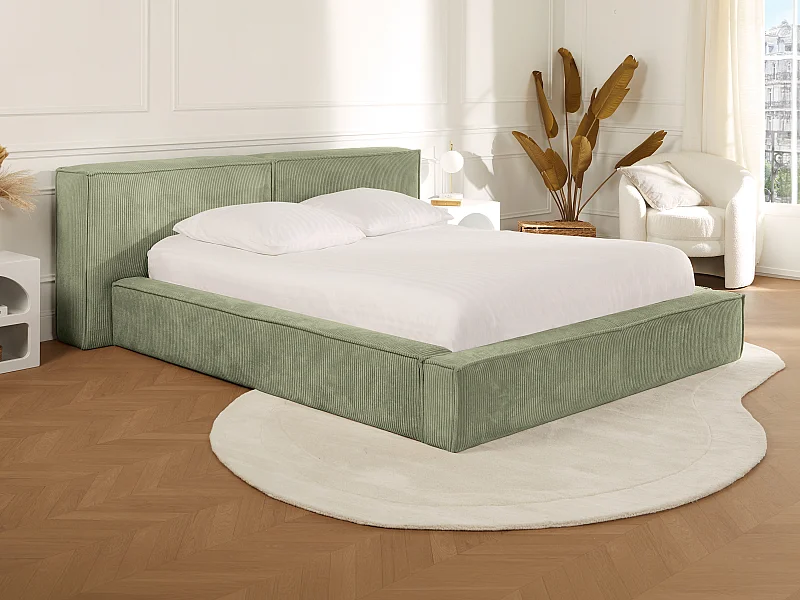 Cama com espaço de arrumação 180x200 cm veludo canelado verde - TIMANO de Pascal Morabito