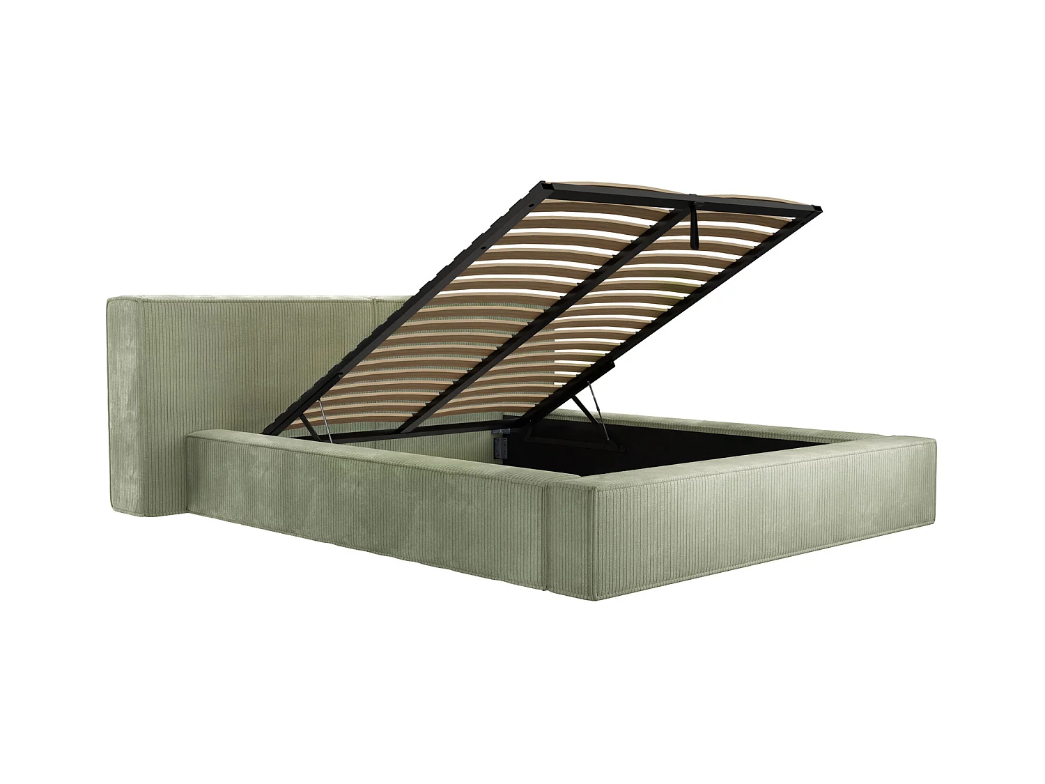 Bett mit Bettkasten - 180 x 200 cm - Cord - Grün - TIMANO von Pascal Morabito