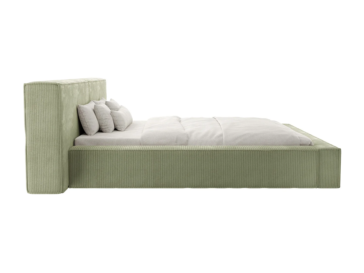 Bett mit Bettkasten - 180 x 200 cm - Cord - Grün - TIMANO von Pascal Morabito