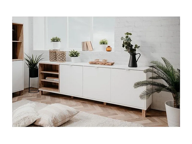 Madia 3 ante 200x35x64,5 Menorca57A colore bianco rovere