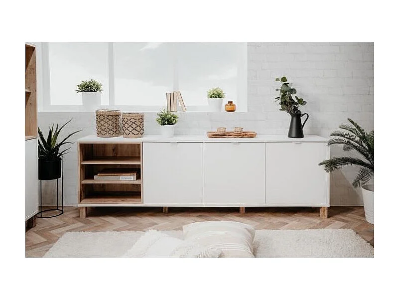 Madia 3 ante 200x35x64,5 Menorca57A colore bianco rovere