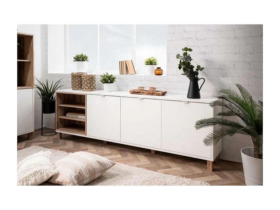 Madia 3 ante 200x35x64,5 Menorca57A colore bianco rovere