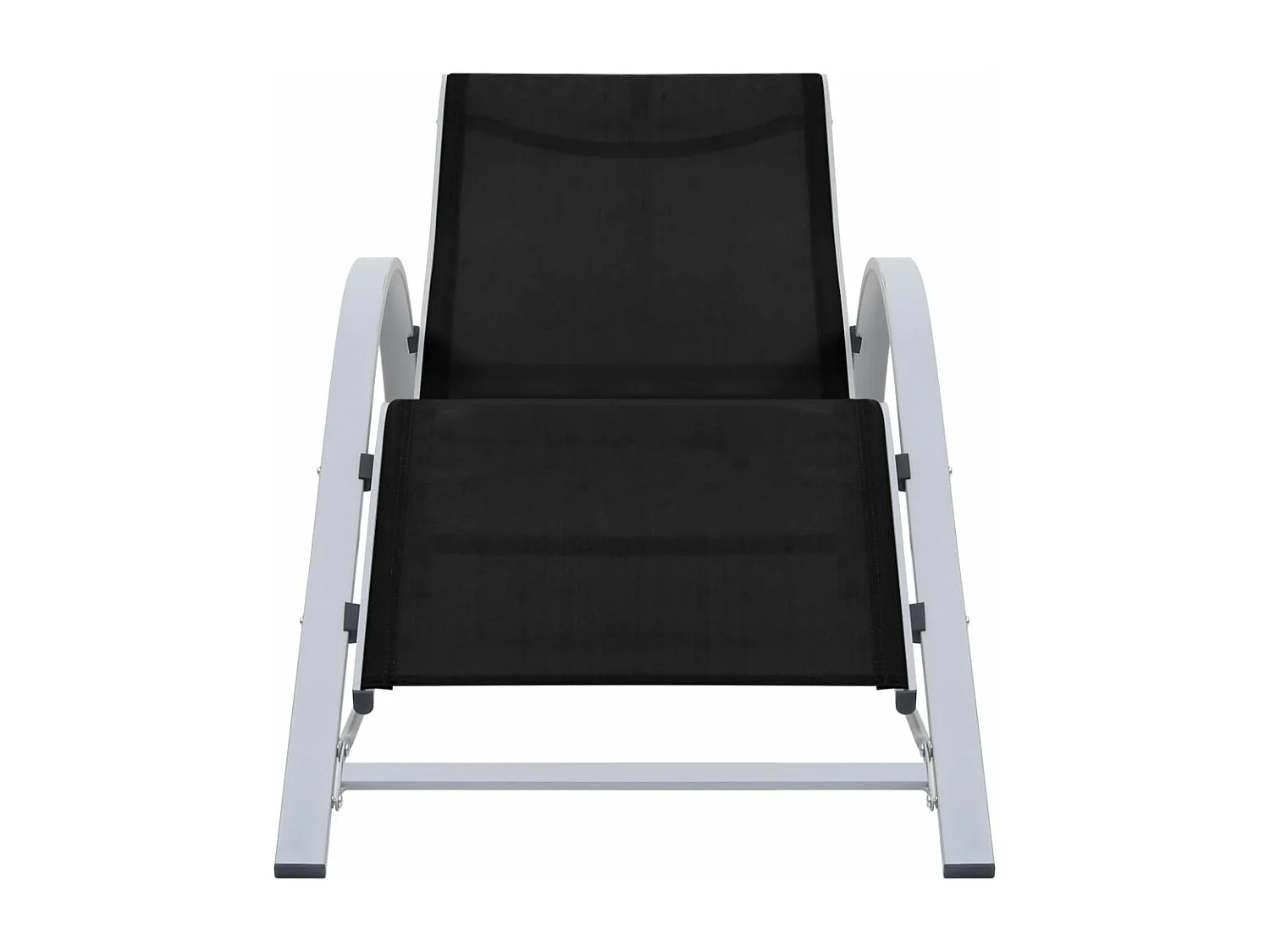 Set di 2 sdraio sedia a sdraio prendisole lettino da giardino terrazza arredamento da esterno con tavolo in alluminio nero 02_0012074