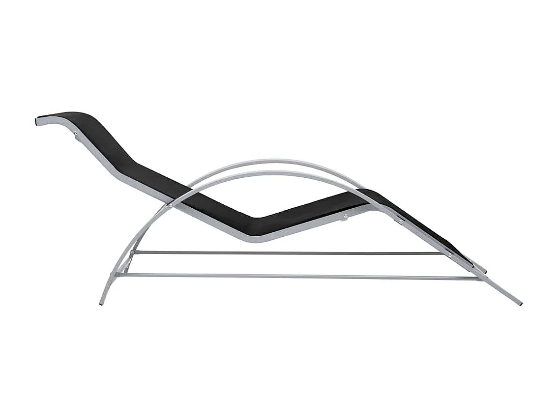 Set di 2 sdraio sedia a sdraio prendisole lettino da giardino terrazza arredamento da esterno con tavolo in alluminio nero 02_0012074