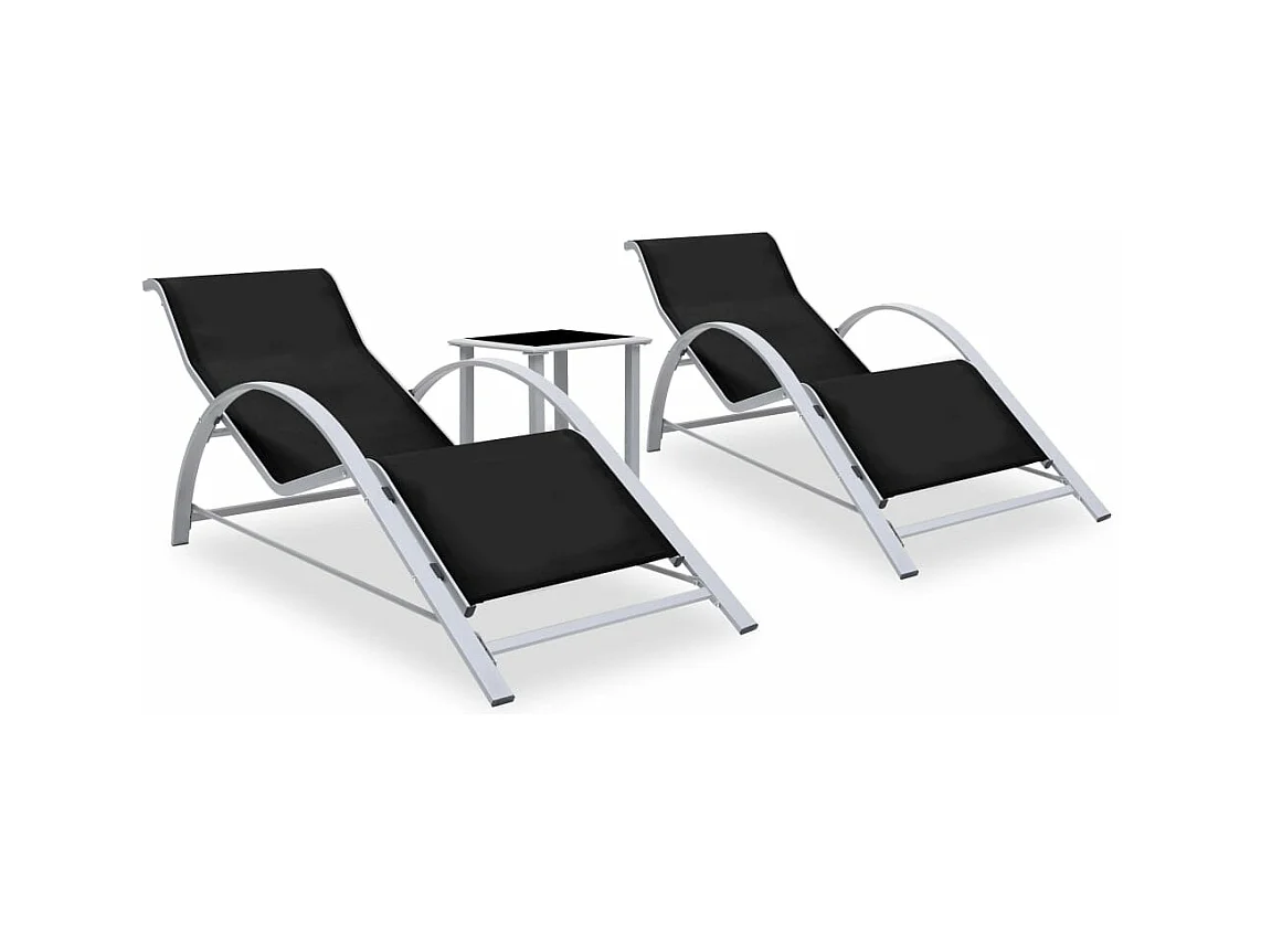 Lot de 2 transats aluminium noire 167 x 60 x 66 cm 02_0012074