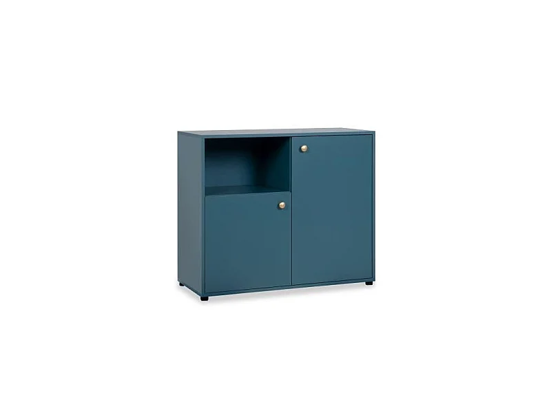 Commode 2 portes avec niche - Bleu Pétrole - 90 x 40 x 75 cm - Pop Color