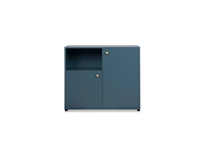 Commode 2 portes avec niche - Bleu Pétrole - 90 x 40 x 75 cm - Pop Color