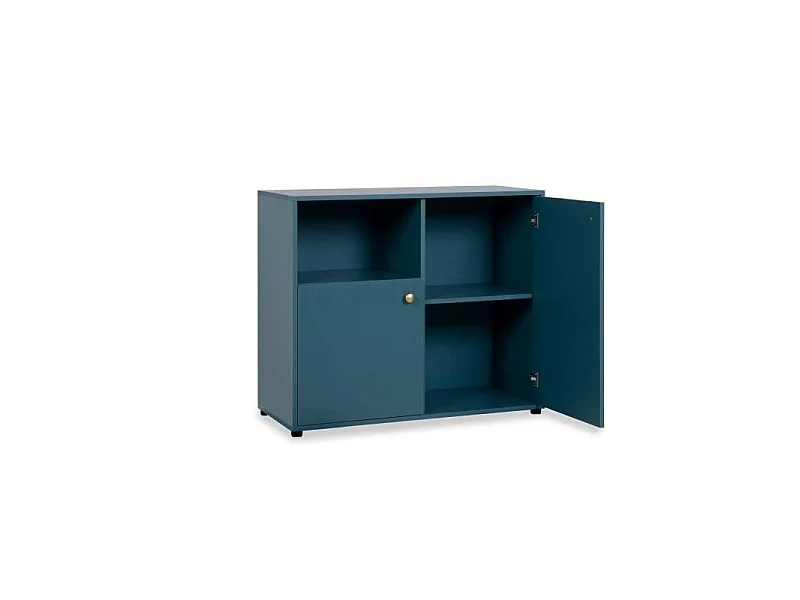 Commode 2 portes avec niche - Bleu Pétrole - 90 x 40 x 75 cm - Pop Color