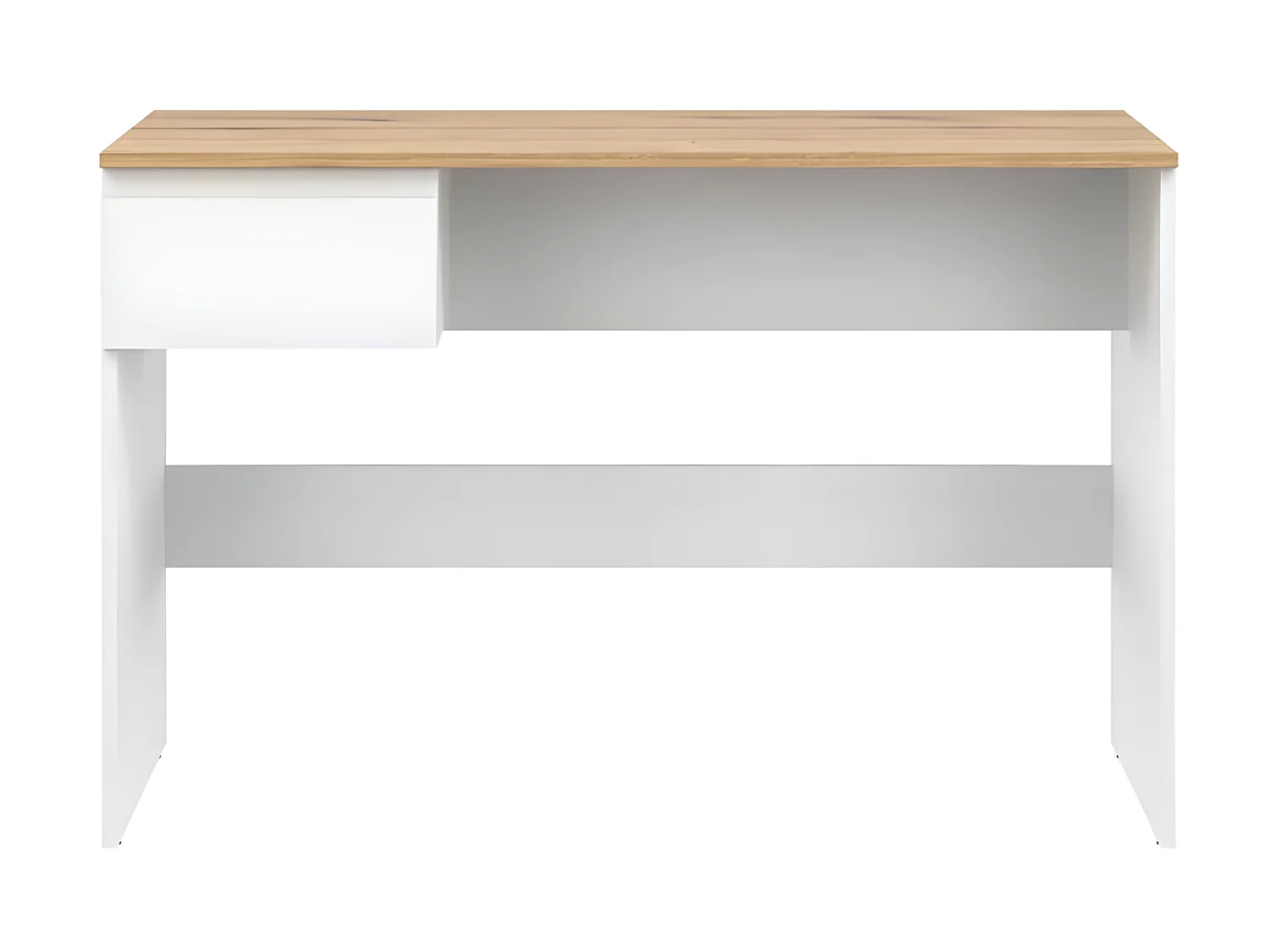 Bureau 1 tiroir Blanc/Bois - QIZ - L 115 x l 54 x H 75 cm