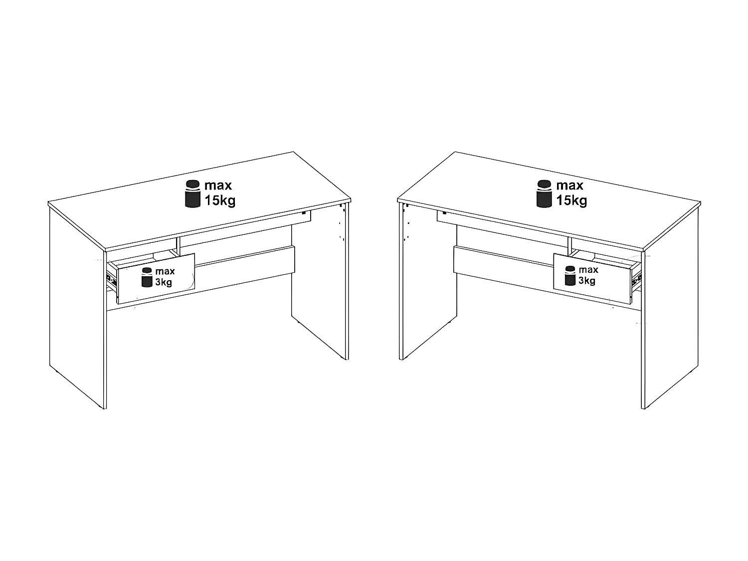 Bureau 1 tiroir Blanc/Bois - QIZ - L 115 x l 54 x H 75 cm