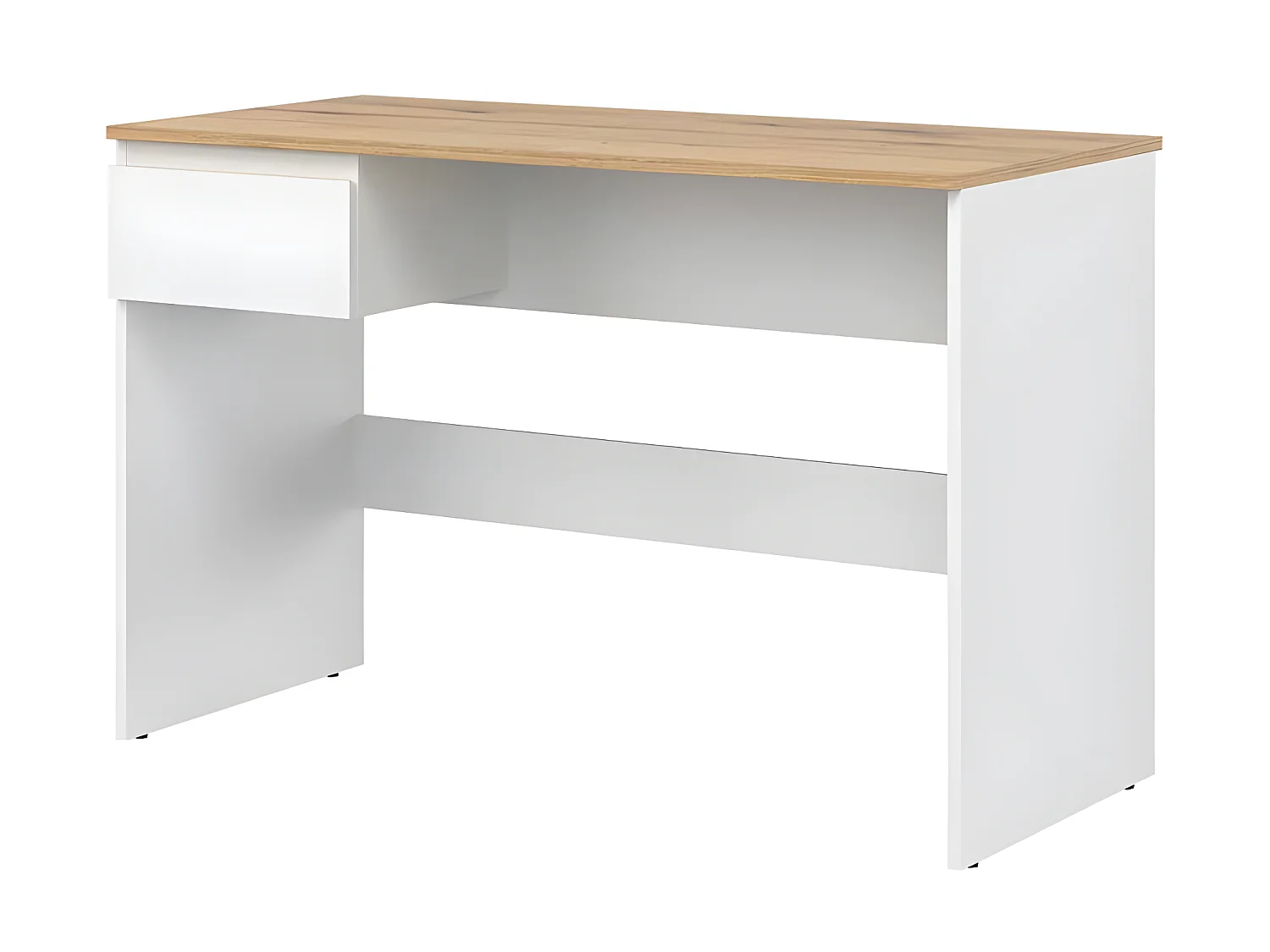 Bureau 1 tiroir Blanc/Bois - QIZ - L 115 x l 54 x H 75 cm