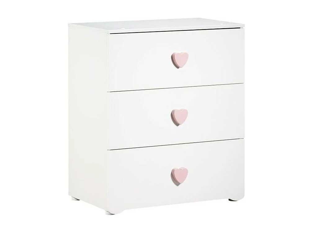 BABY PRICE New Basic Commode a langer 3 tiroirs - Boutons Coeur Rose