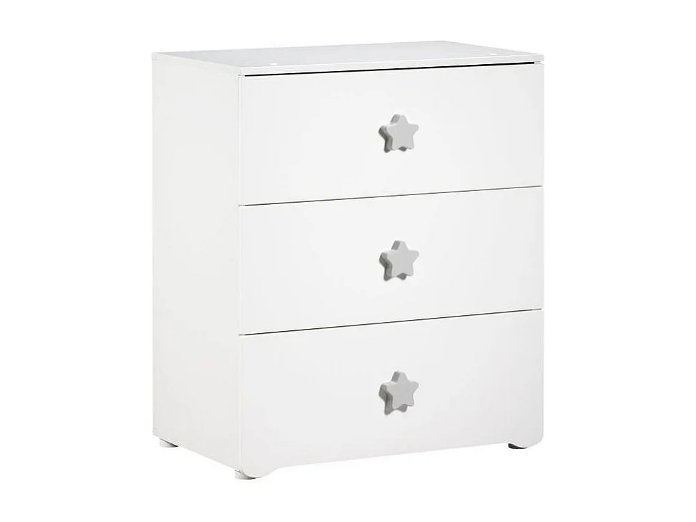BABY PRICE Commode a langer 3 tiroirs - Boutons etoile gris - New Basic