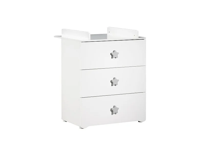 BABY PRICE Commode a langer 3 tiroirs - Boutons etoile gris - New Basic