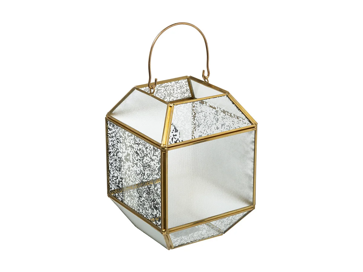 Lanterne en Verre Mercure Géomètre Grand Modèle H 20 Dorée - FEERIC CHRISTMAS