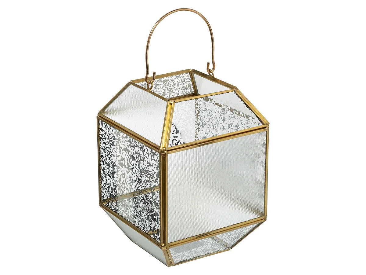 Lanterne en Verre Mercure Géomètre Grand Modèle H 20 Dorée - FEERIC CHRISTMAS