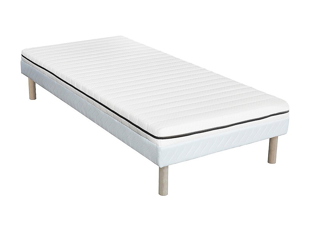 Set aus Bettgestell + Matratze - 90 x 190 cm - Schaumstoff - mit abnehmbarem Bezug - Stärke 10 cm - NASUS von DREAMEA