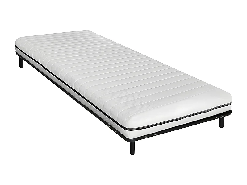 Zestaw stelaż listewkowy + materac 90 x 190 cm z pianki ze zdejmowanym pokrowcem gr. 10 cm - NASUS YSMÉE