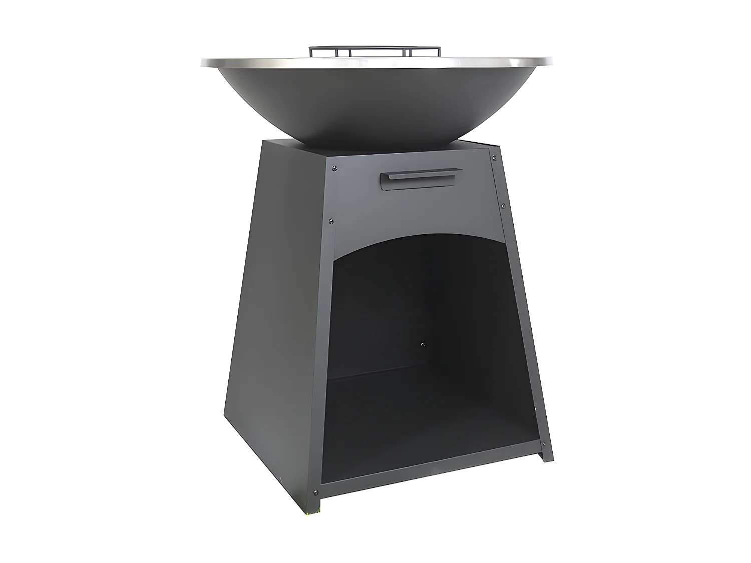 Barbecue/plancha/vuurkorf van staal - L81 x B81 x D96 cm - Zwart - CORVERA