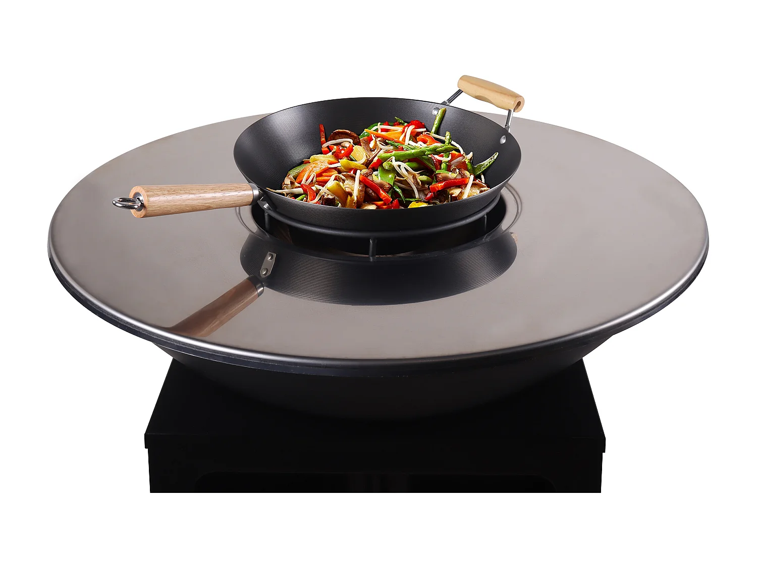 Barbecue/plancha/vuurkorf van staal - L81 x B81 x D96 cm - Zwart - CORVERA