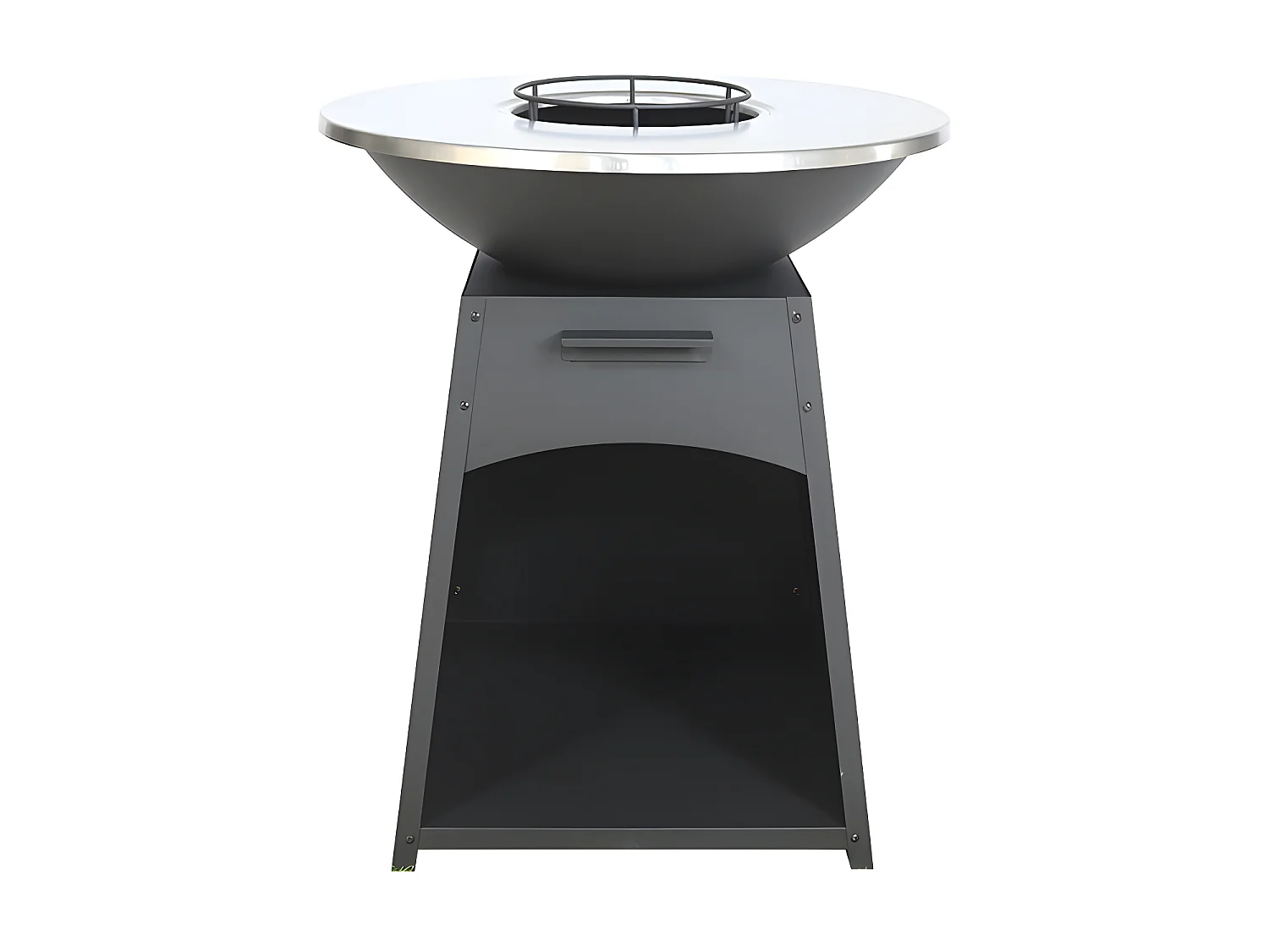 Barbecue plancha brasero à charbon et bois avec rangement en acier - L81 x l81 x H96 cm - Noir - CORVERA