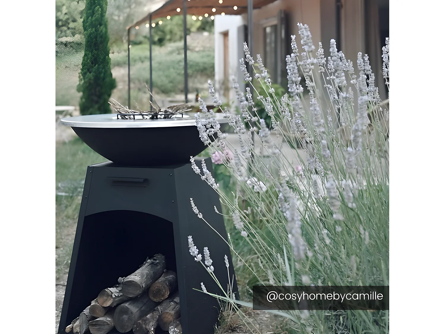 Barbecue plancha brasero à charbon et bois avec rangement en acier - L81 x l81 x H96 cm - Noir - CORVERA