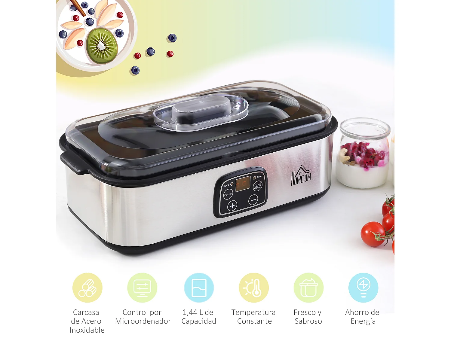 Yogurtera plata 36x18.8x14 cm HOMCOM