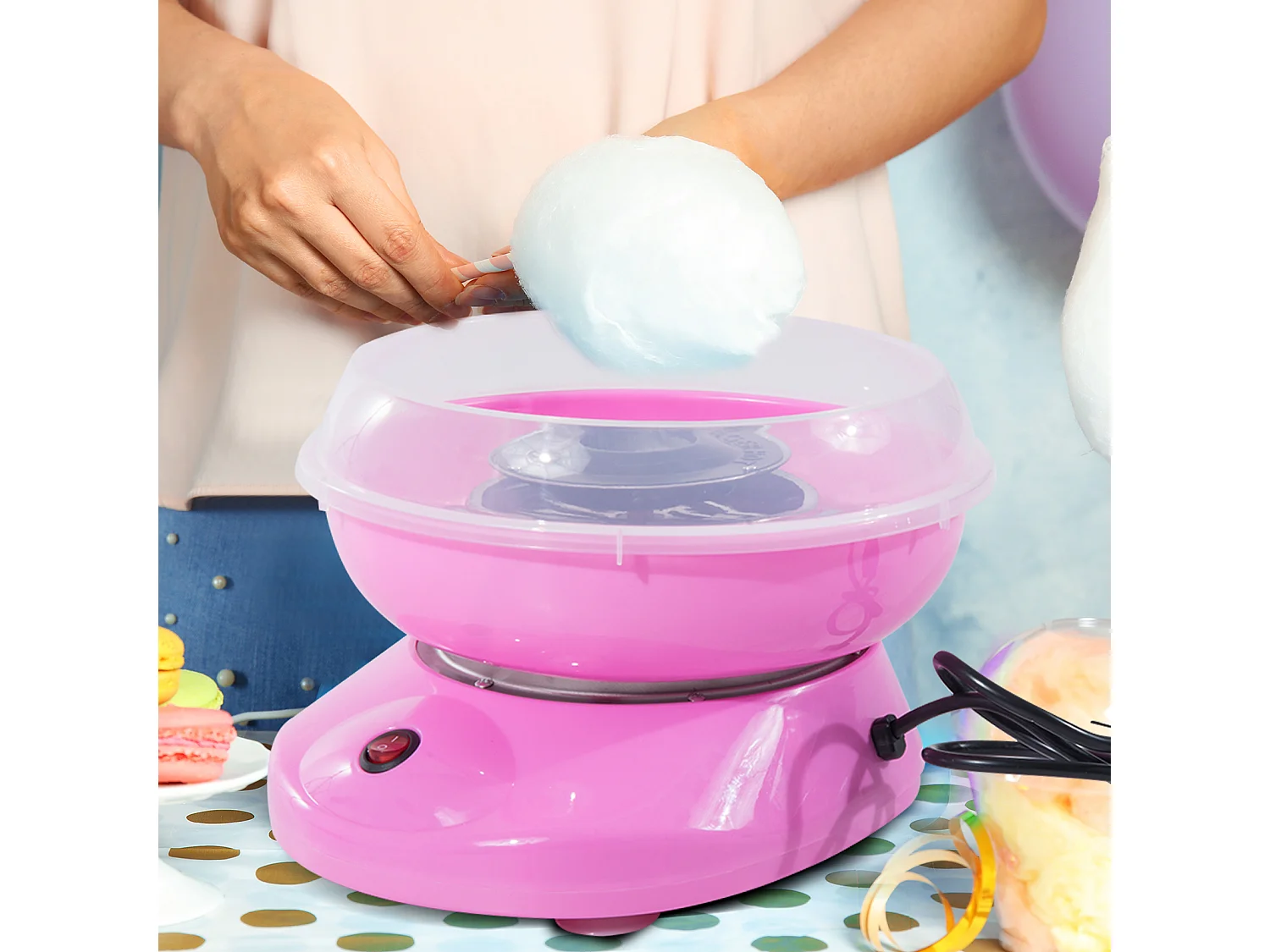 Máquinas de algodón de azúcar rosa 27x26x18cm HOMCOM