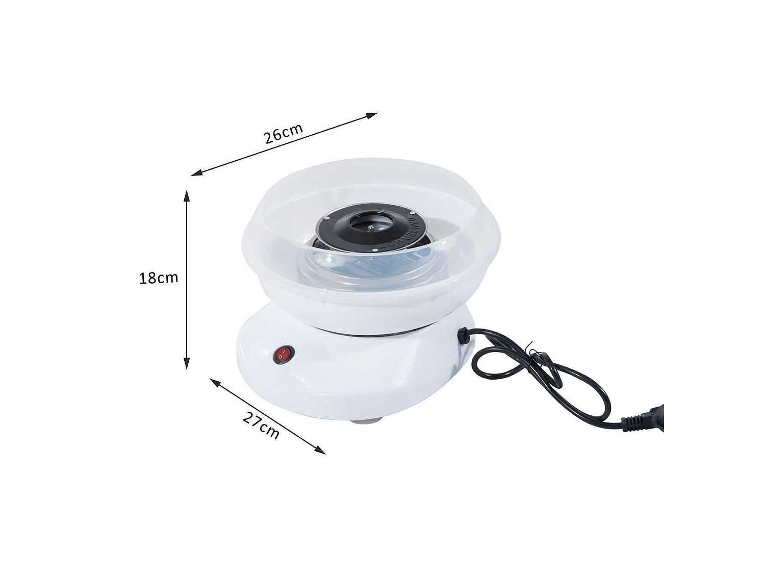 Máquinas de algodón de azúcar blanco 27x26x18cm HOMCOM