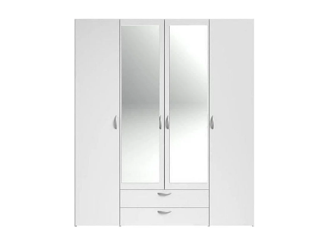 Szafa VARIA Biała 4 Drzwi Lustra 2 Szuflady L 160 x W 185 cm