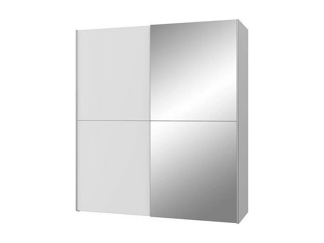 Kleiderschrank mit 2 Schiebetüren + Spiegel – Spanplatte – Mattweiß – 170,3 x 61,2 x 190,5 cm