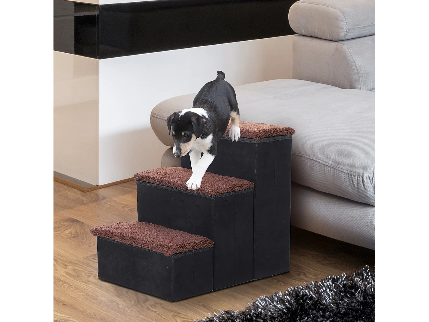 Escalera para mascotas negro 40x54x48 cm PawHut