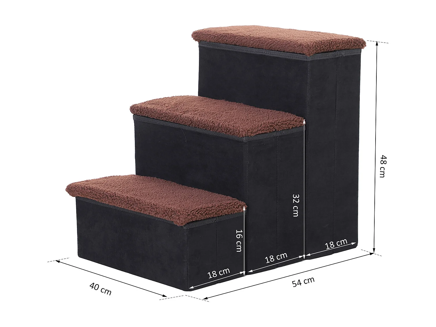 Escalera para mascotas negro 40x54x48 cm PawHut