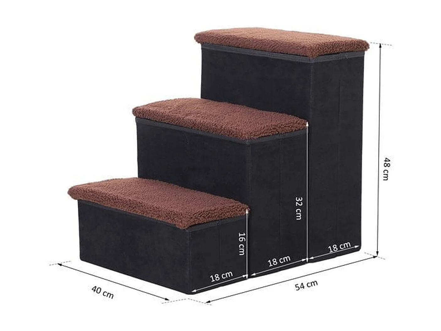 Escalera para mascotas negro 40x54x48 cm PawHut