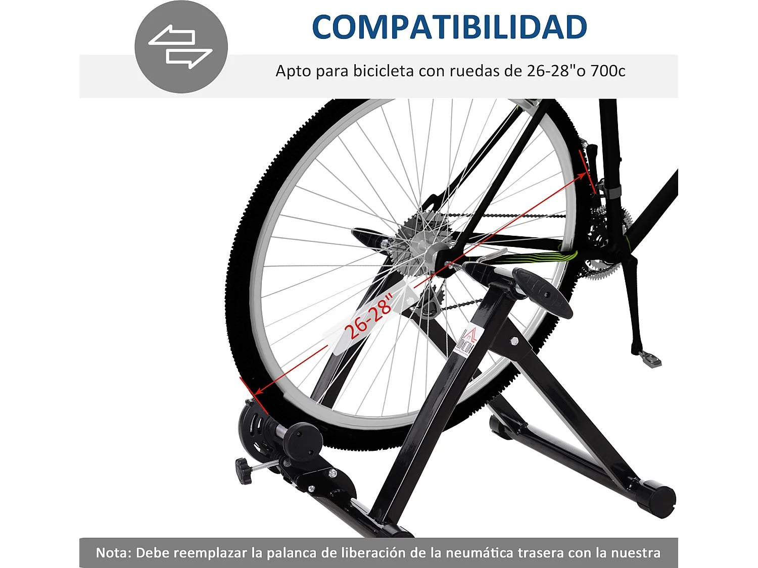Rodillo entrenamiento bicicleta negro 54.5x47.2x39.1 cm HOMCOM