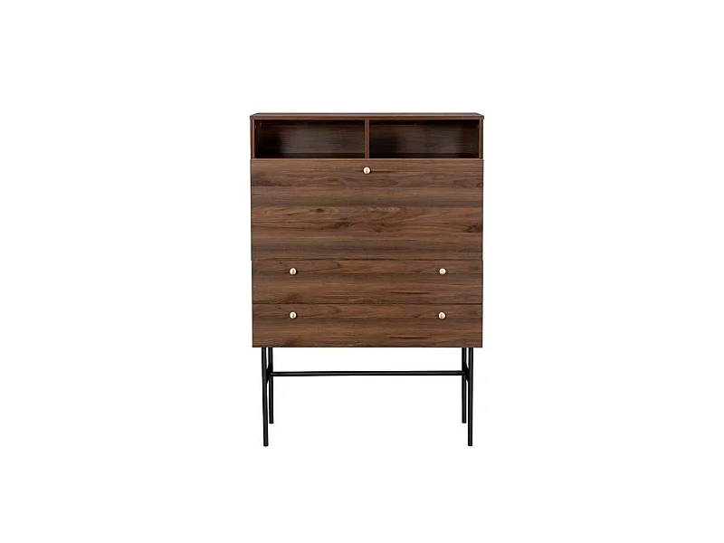 Secrétaire 1 porte battante 2 tiroirs - Bois et métal - L 90 x P 35 x H 110 - LODGE