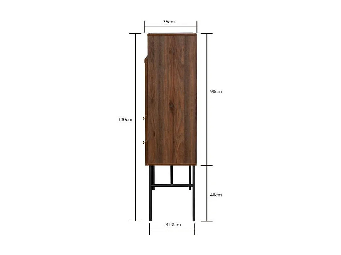 Secrétaire 1 porte battante 2 tiroirs - Bois et métal - L 90 x P 35 x H 110 - LODGE