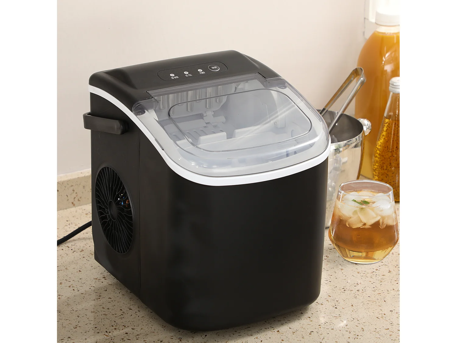 Máquina de hielo negro 22.2x29.4x29 cm HOMCOM