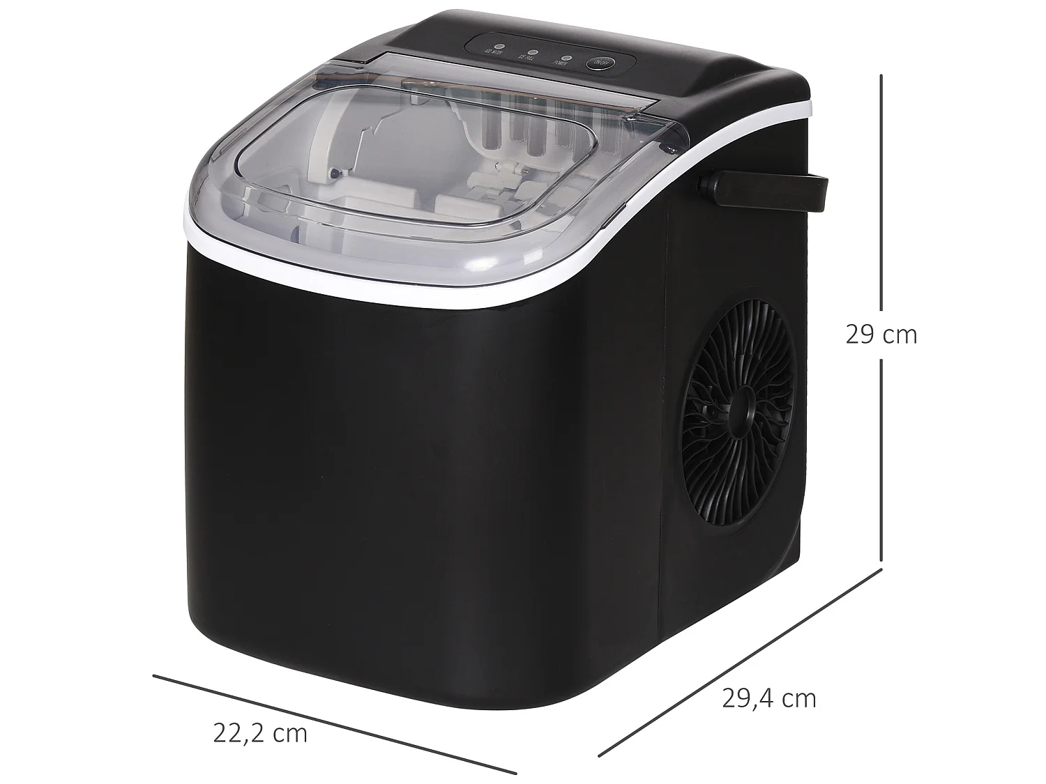 Máquina de hielo negro 22.2x29.4x29 cm HOMCOM
