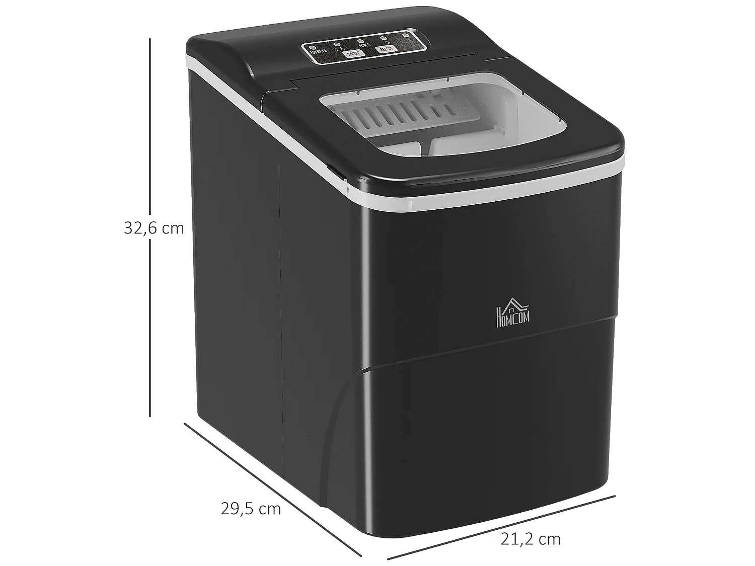 Máquina para hacer hielo negro 21.2x29.5x32.6 cm HOMCOM