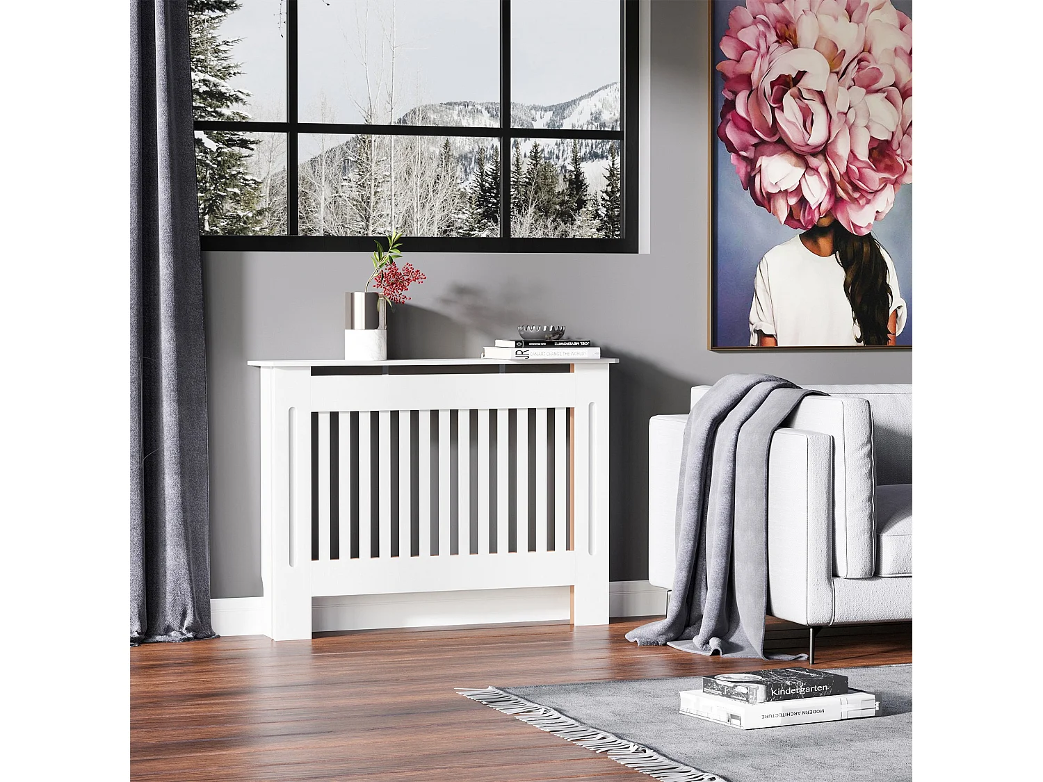 Cubierta de radiador blanco 112x19x81 cm HOMCOM