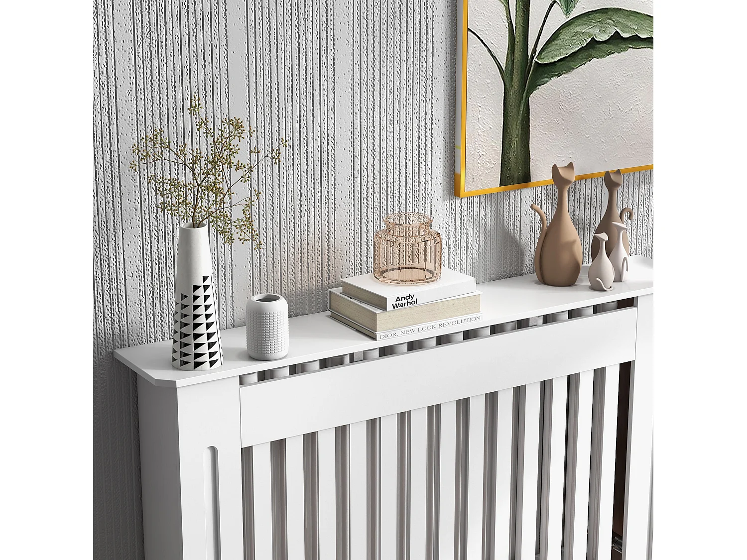 Cubierta de radiador blanco 112x19x81 cm HOMCOM