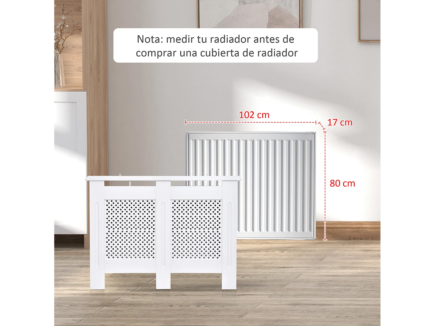 Cubre radiador madera blanco 111.5x19x82 cm HOMCOM