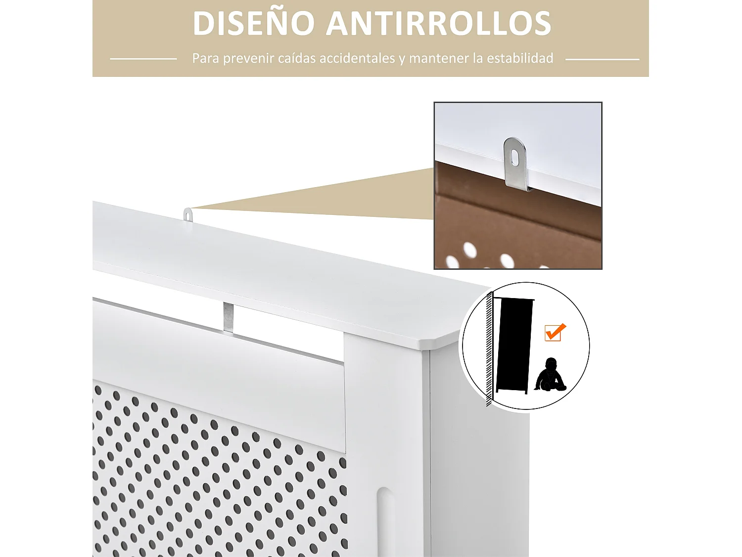 Cubre radiador madera blanco 111.5x19x82 cm HOMCOM