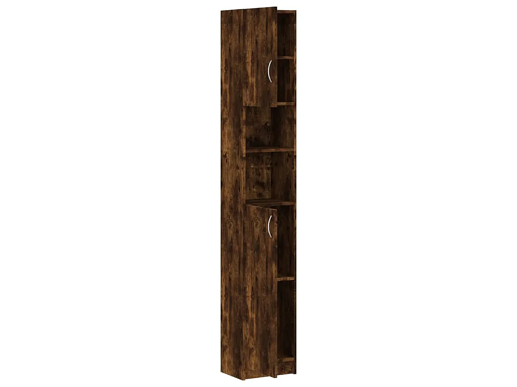 Badkamerkast 32x25,5x190 cm bewerkt hout gerookt eikenkleurig