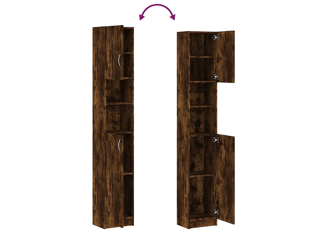 Badkamerkast 32x25,5x190 cm bewerkt hout gerookt eikenkleurig